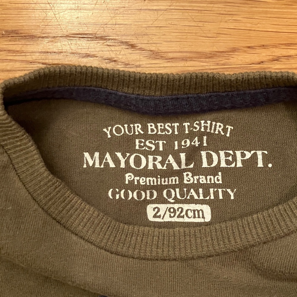 Mayoral Olive Long Sleeve Kids Tee - Picture 2 of 4
